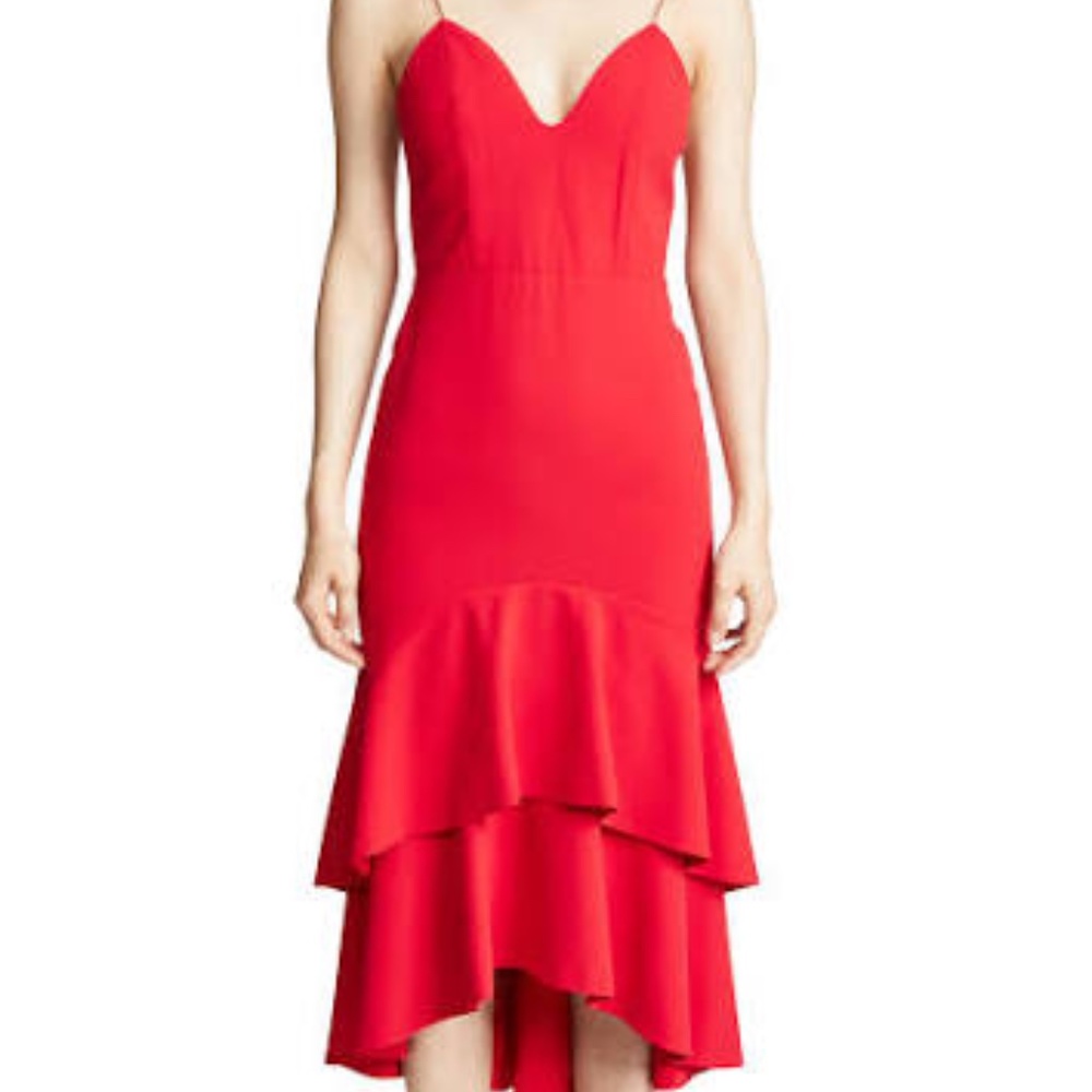 Alice + Olivia Amina dress in perfect poppy